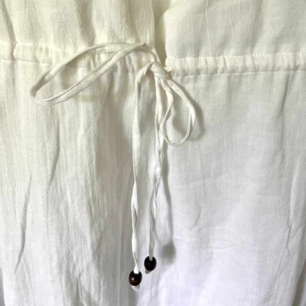 Blanc Du Nil Dress Size T3 Large White Cotton Gauze Drawstring Beach Resort - Picture 4 of 13